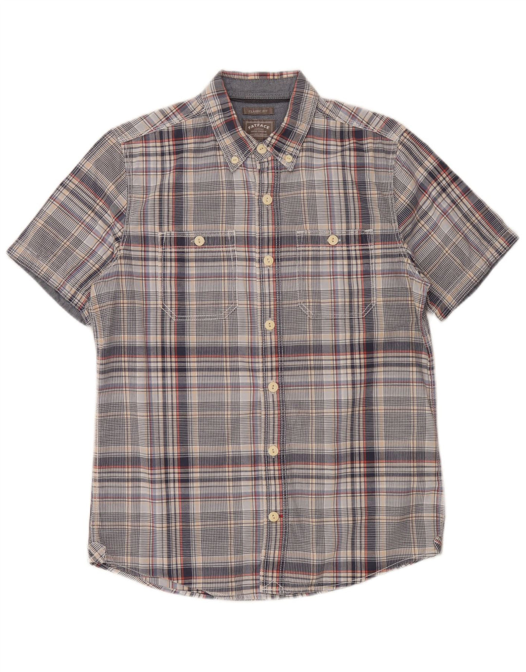 Camisa de corte clásico de manga corta para hombre de Fat Face, cuadros grises pequeños