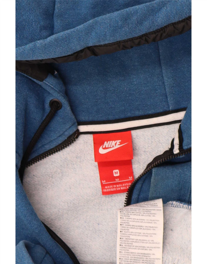 Nike - Sudadera con capucha y cremallera para hombre, algodón azul medio con bloques de color