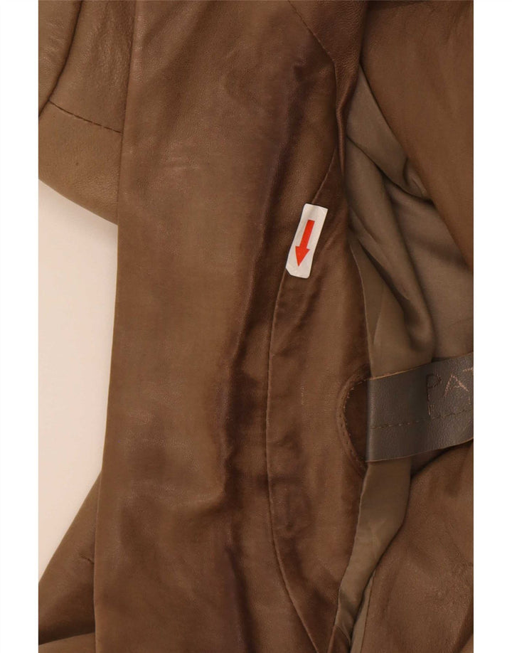 Patrizia Pepe Chaqueta Blazer de Cuero con 2 Botones para Mujer IT 44 Marrón Medio