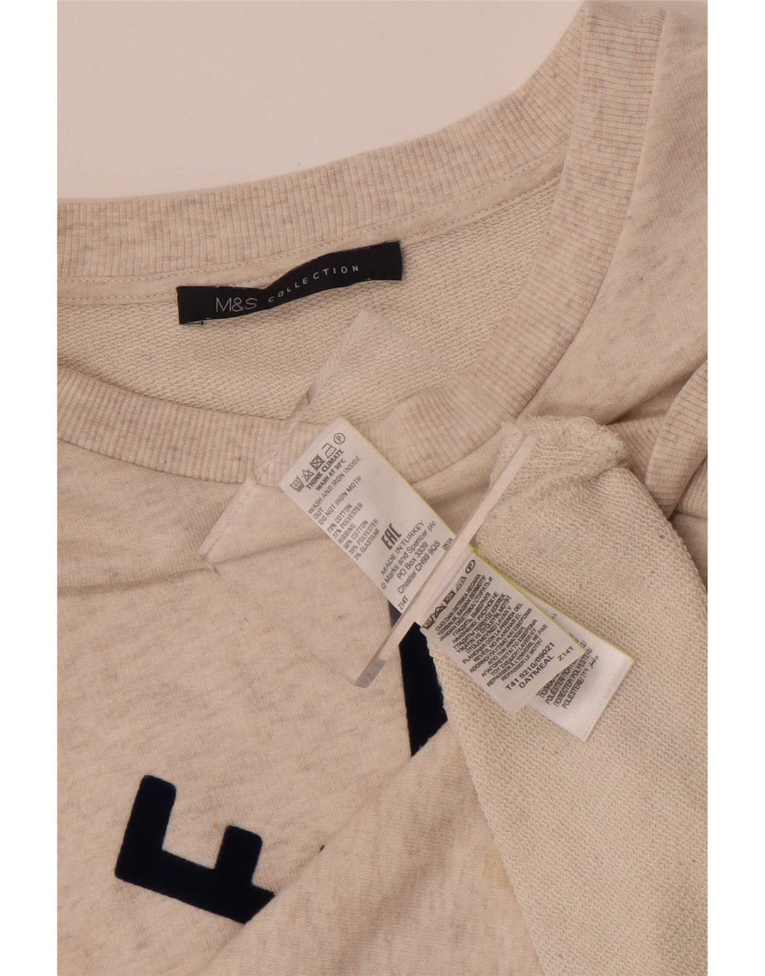 Marks & Spencer - Sudadera gráfica para mujer, talla 40, talla mediana, color beige floral