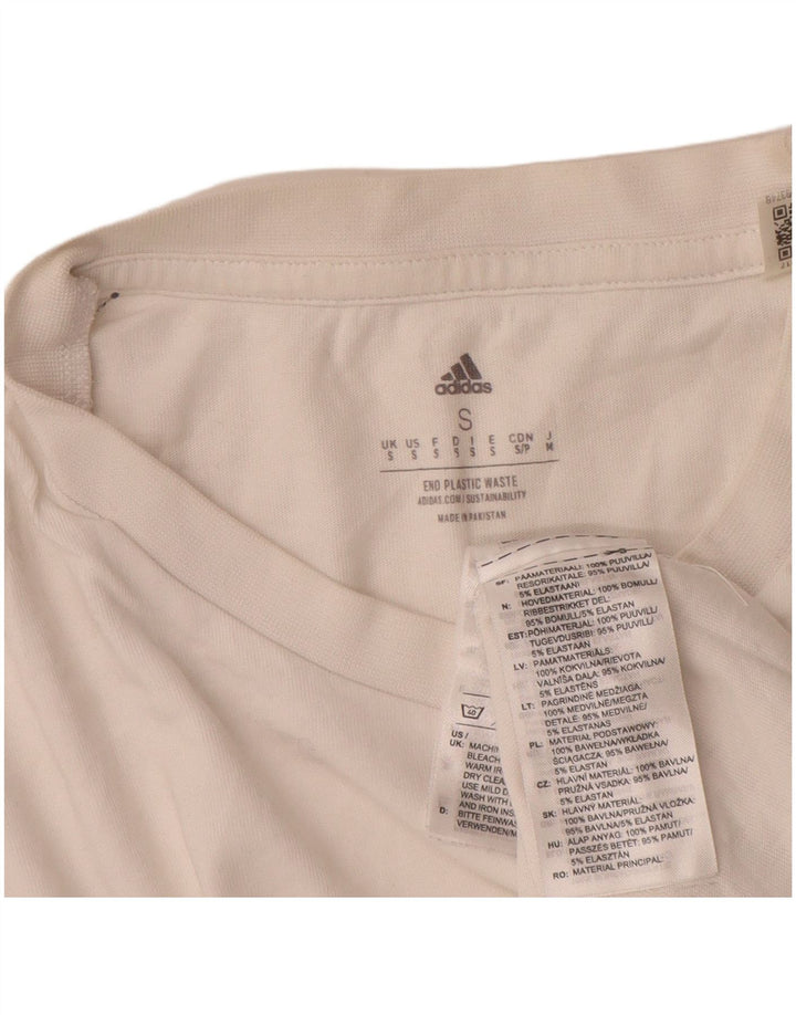 Adidas - Camiseta gráfica para hombre, talla pequeña, algodón blanco