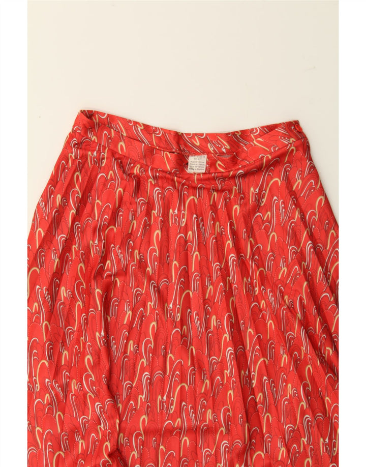 VINTAGE Womens Abstract Pattern Pleated Skirt UK 14 Medium W27 Orange Vintage Vintage and Second-Hand Vintage from Messina Hembry 