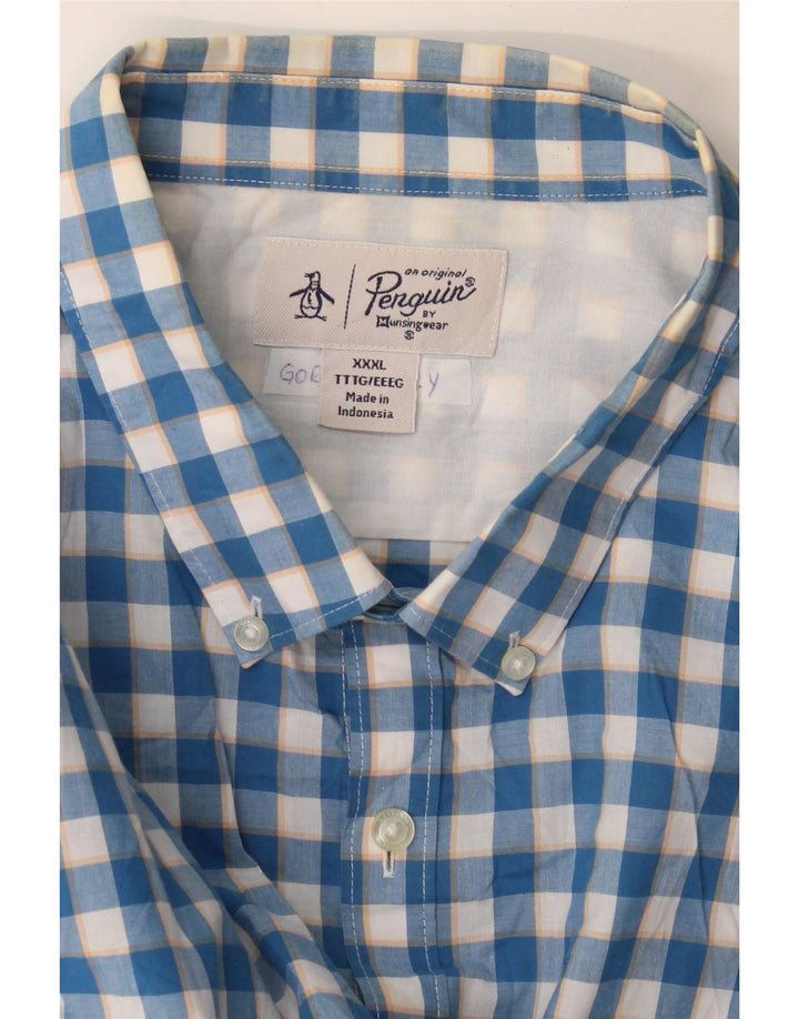 Camisa de manga corta para hombre Penguin 3XL Blue Gingham