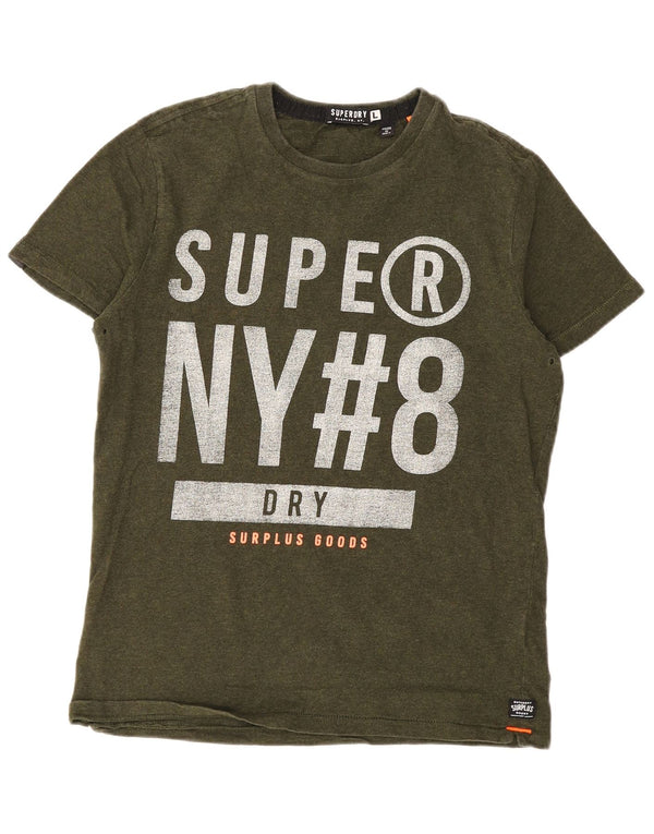 Superdry Camiseta con gráfico gráfico para hombre, talla grande, de algodón caqui