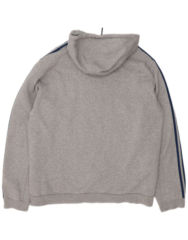 Adidas Sudadera con capucha y cremallera para hombre, talla 2XL, algodón moteado gris