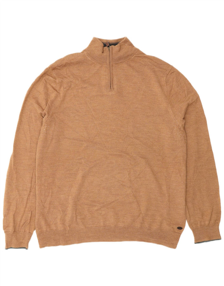 Jersey tipo jersey con cuello y cremallera para hombre de White Stuff 2XL Lana marrón