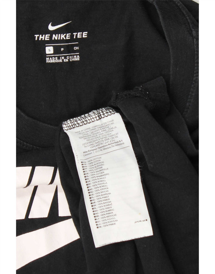 Nike Camiseta gráfica de manga larga para mujer UK 10 Small Black Cotton