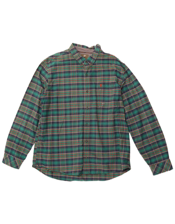 TIMBERLAND Mens Earthkeepers Slim Fit Flannel Shirt 3XL Green Check Cotton