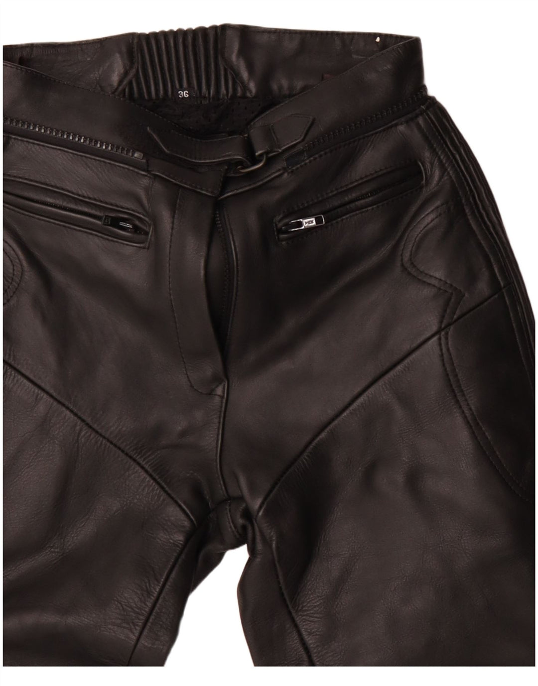 LOUIS Pantalones Moto Racer de cuero para mujer EU 36 Small W28 L27 Cuero negro
