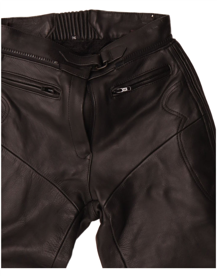 LOUIS Pantalones Moto Racer de cuero para mujer EU 36 Small W28 L27 Cuero negro