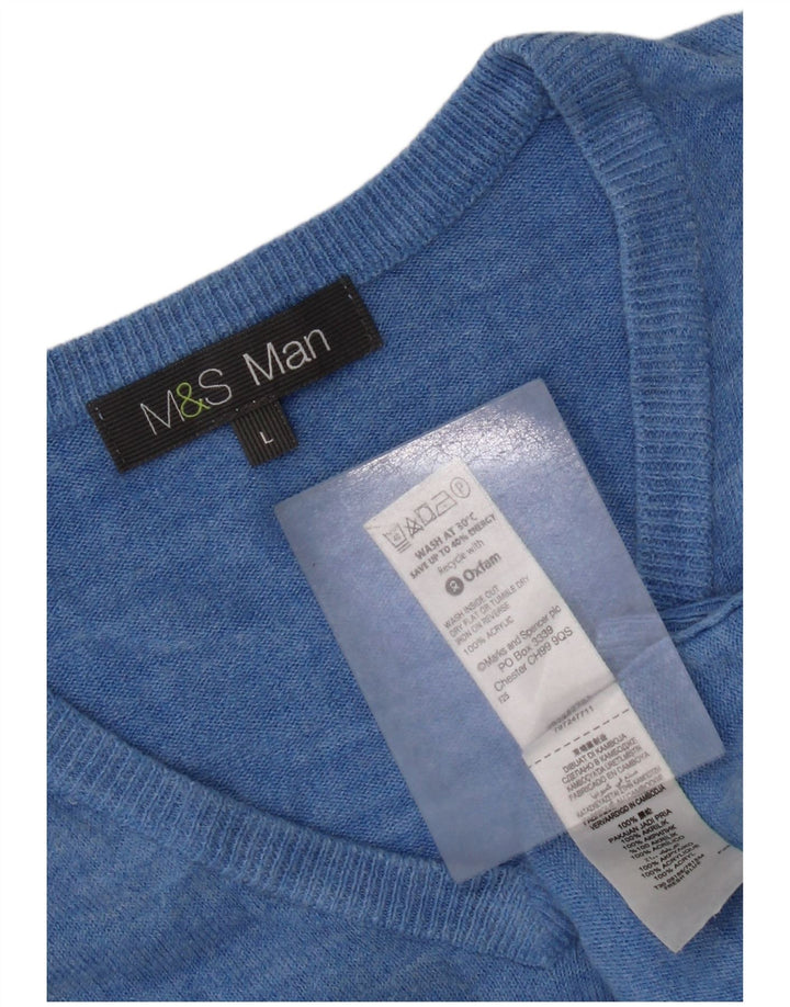 Marks & Spencer Suéter con Cuello en V para Hombre Acrílico Azul Grande
