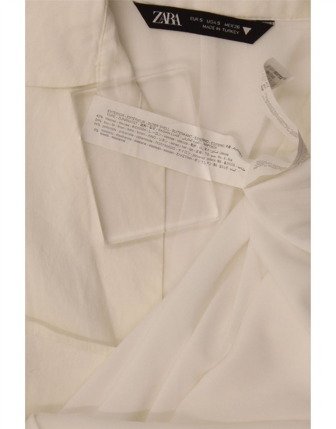 ZARA Vestido tubo de manga corta para mujer UK 40 Small Off White Viscosa