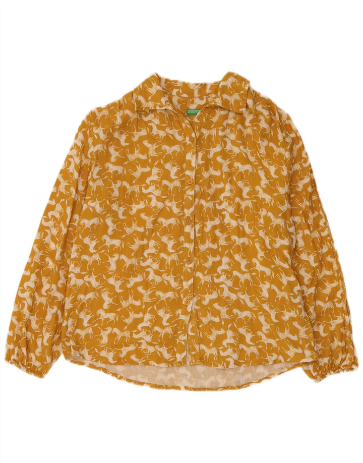 BENETTON Blusa Niña 11-12 Años 2XL Amarillo Estampado Animal Algodón