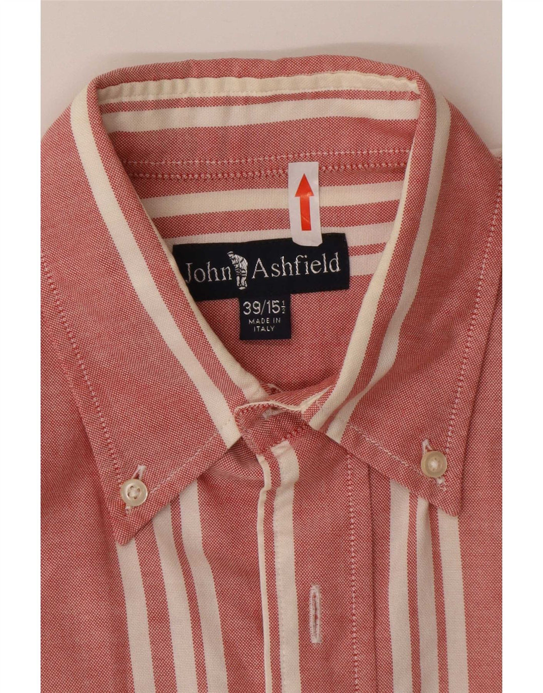 John Ashfield Camisa para hombre Talla 39 15 1/2 Mediana Rayas rojas