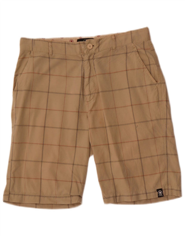 Pantalones cortos chinos Converse para hombre medianos W32 algodón a cuadros beige