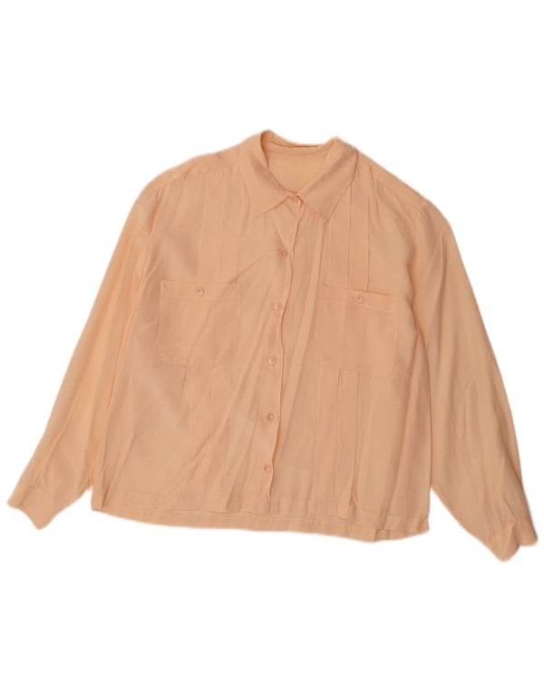 Vintage mujer camisa blusa Reino Unido 14 rosa grande
