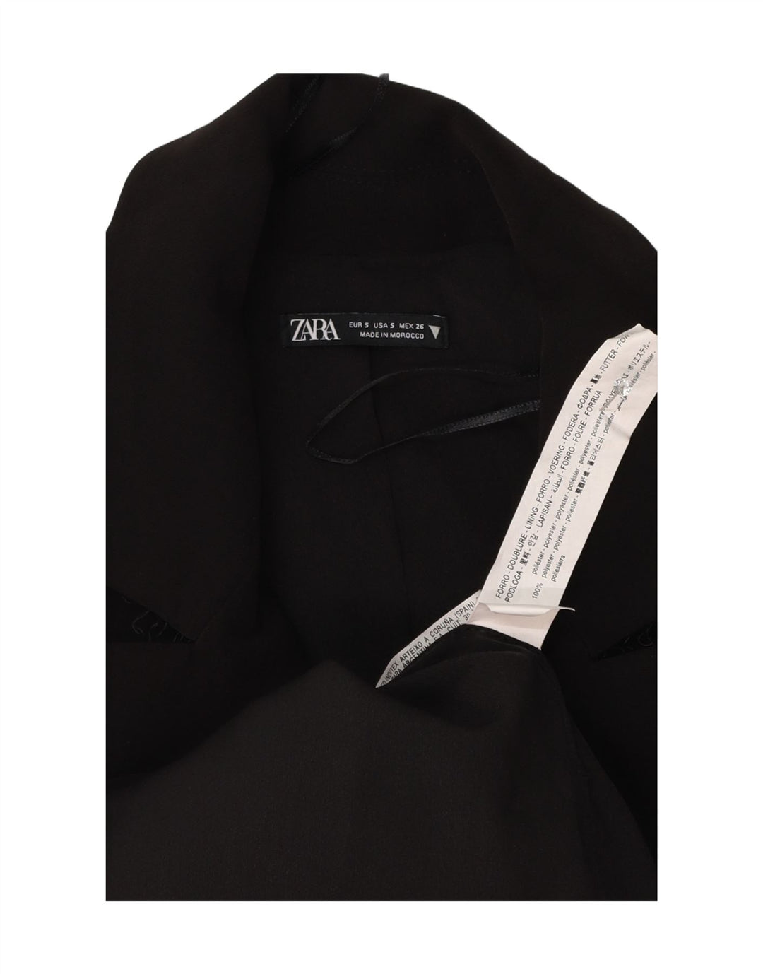 Zara Mujer Abrigo UK 10 Pequeño Poliéster Negro