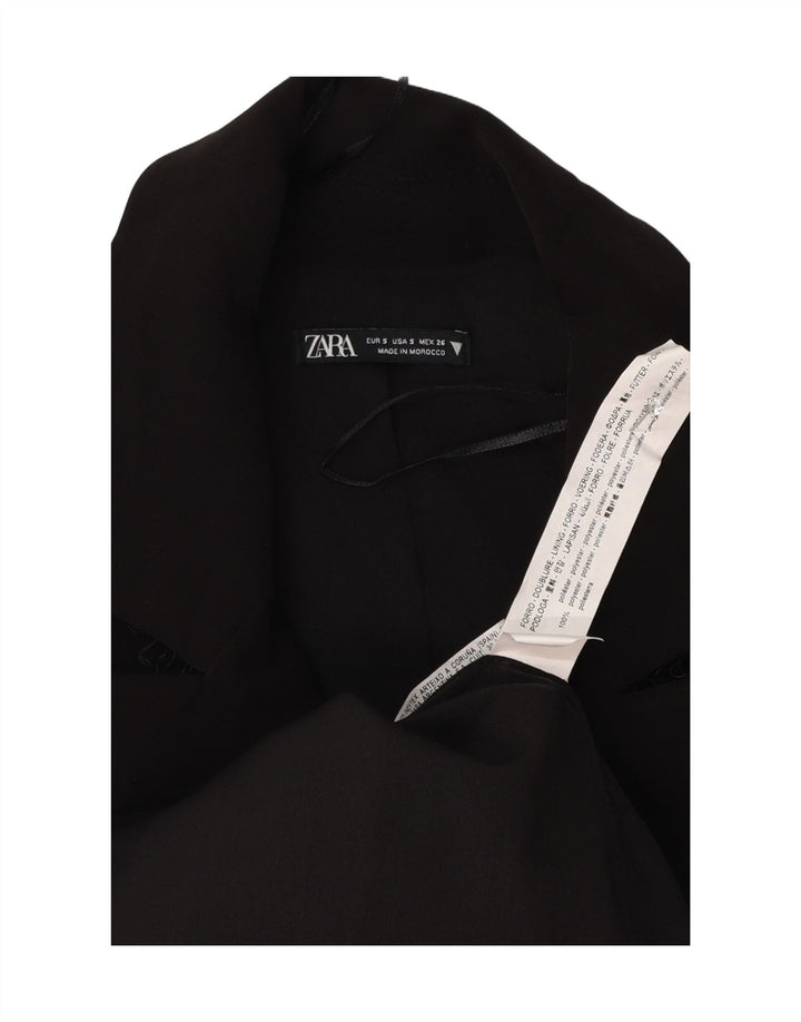 Zara Mujer Abrigo UK 10 Pequeño Poliéster Negro