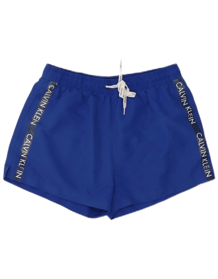 Calvin Klein Shorts De Baño Gráfico Para Hombre Poliéster Azul Medio
