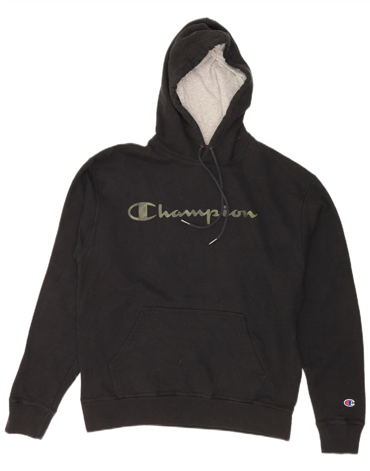Champion Sudadera Con Capucha Gráfica Para Hombre Jersey De Algodón Negro Mediano