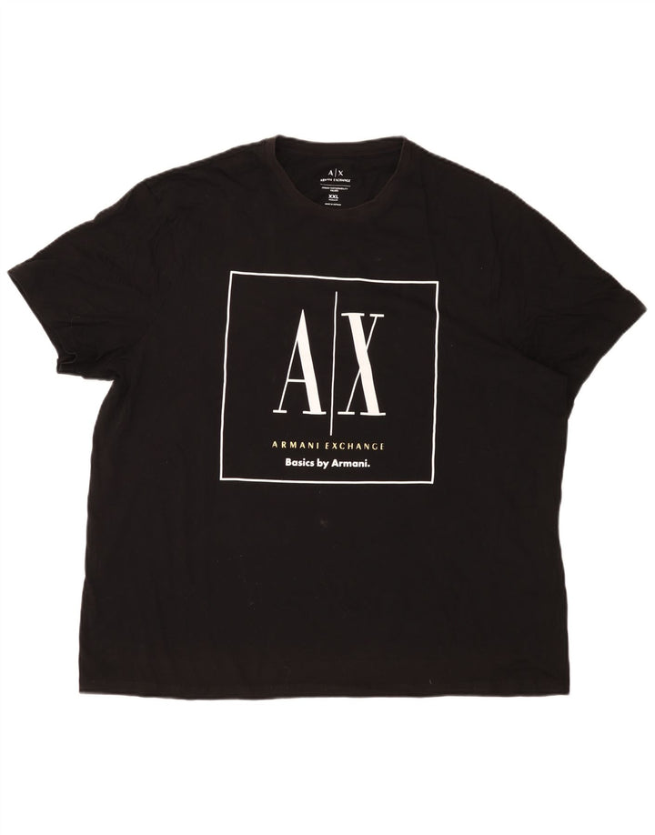 Armani Exchange Camiseta gráfica regular para hombre Top 2XL Negro