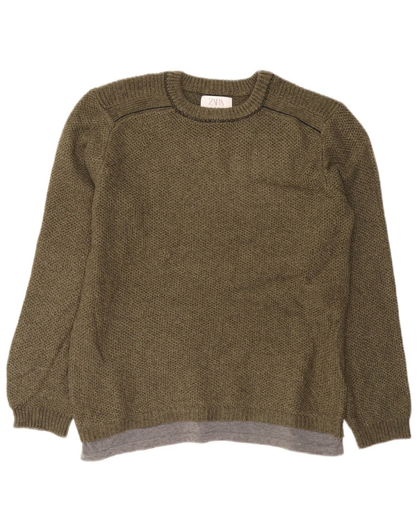 Zara Jersey Cuello Redondo Niño 13-14 Años Acrílico Verde
