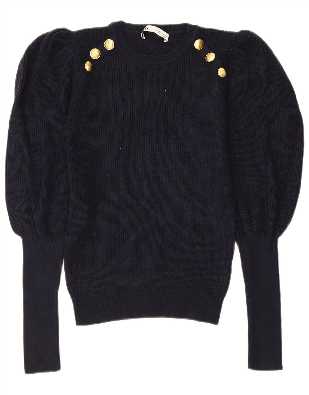 Zara - Jersey de cuello redondo para mujer, talla 40, talla M, azul marino