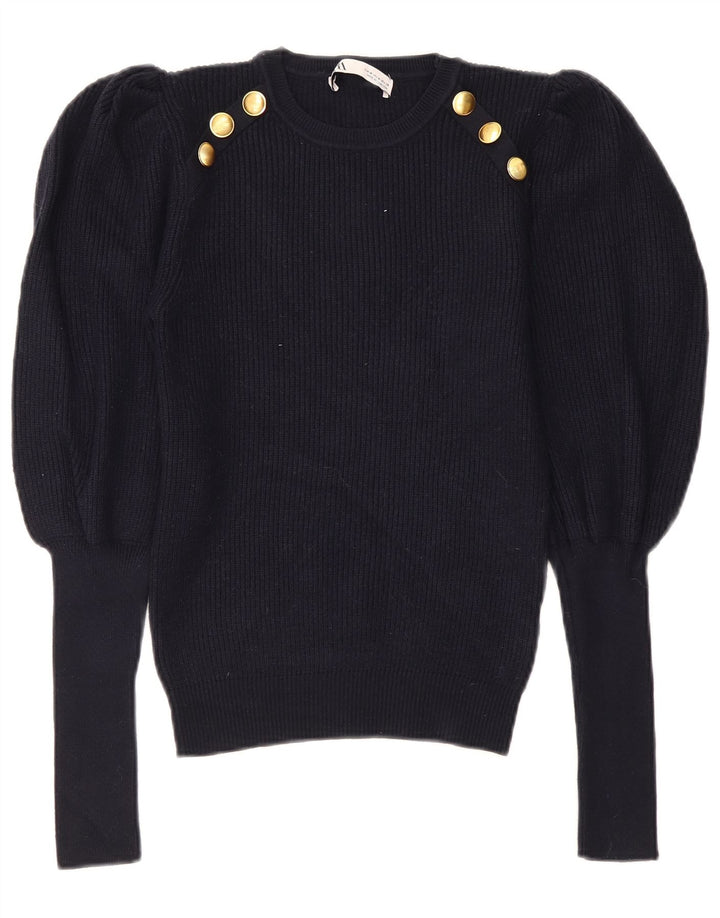 Zara - Jersey de cuello redondo para mujer, talla 40, talla M, azul marino