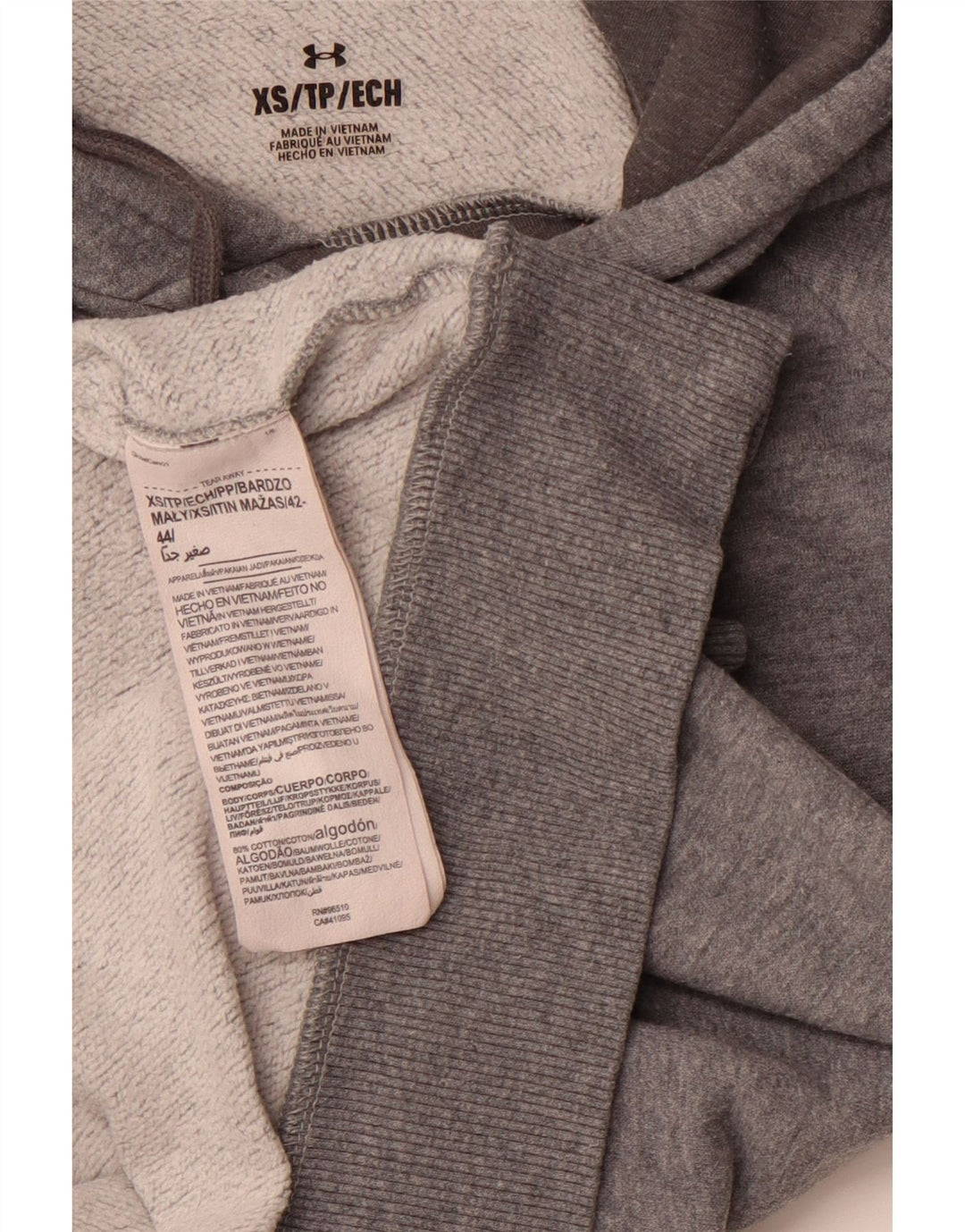 UNDER ARMOUR Sudadera con capucha para hombre XS Gris Algodón