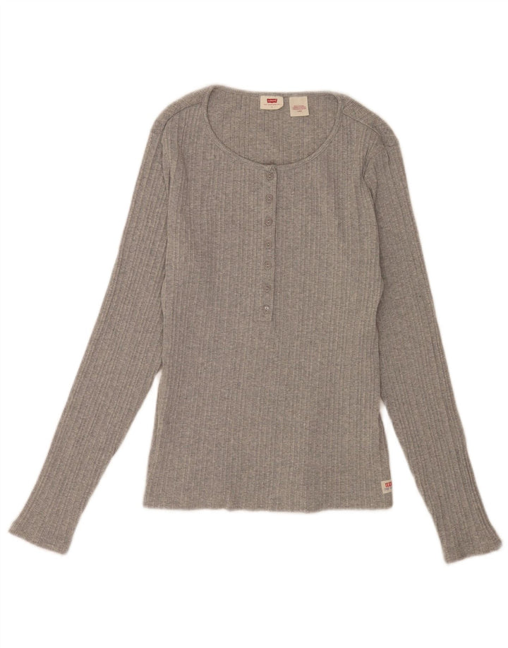 Levi's Mujer Regular Top Manga Larga UK 44 Grande Gris