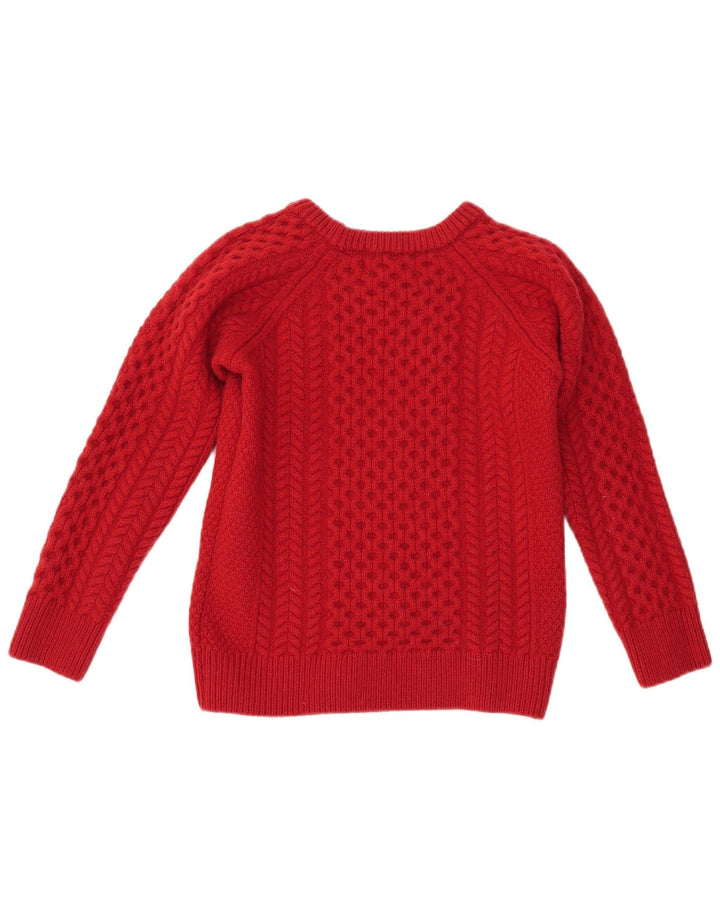 ORIGINAL ARAN CO. Suéter tipo jersey con cuello barco para mujer Reino Unido 12 Lana roja mediana