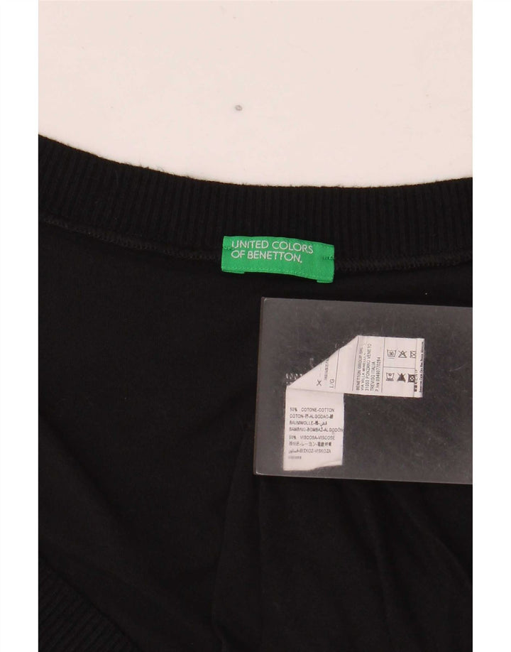 Benetton Camiseta Sin Mangas Mujer UK 46 Large Algodón Negro