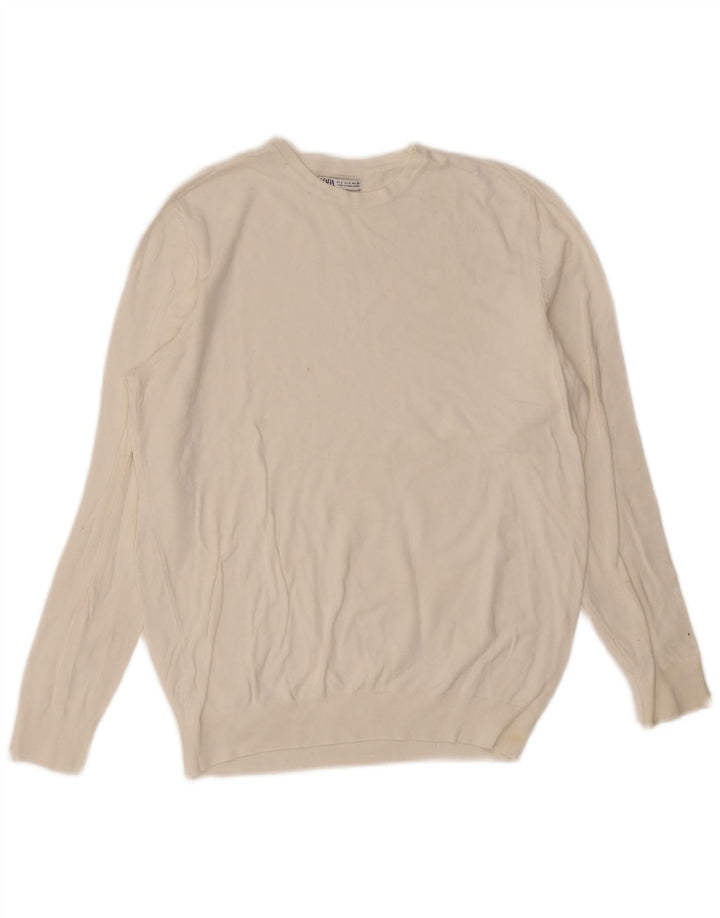 Zara Hombre Jersey De Cuello Redondo Jersey Pequeño Blanco