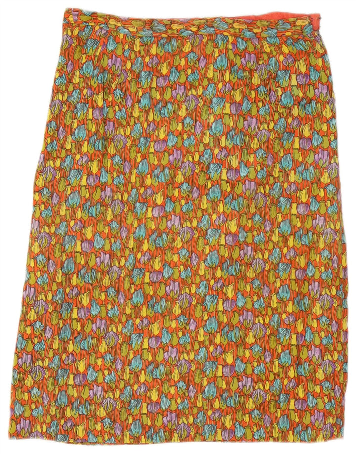 Falda recta vintage para mujer W29 Floral naranja medio
