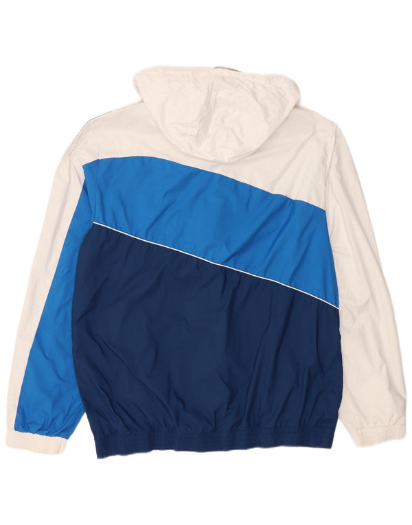 Adidas Chaqueta impermeable con capucha para hombre UK 40 Large Azul marino Colorblock Poliéster