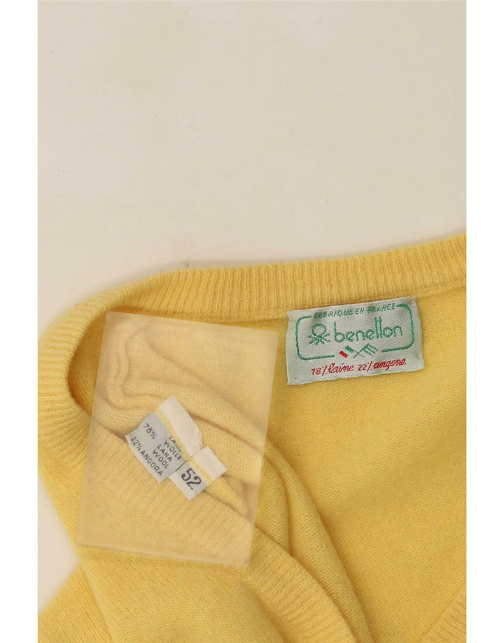 Benetton Jersey Con Cuello En V IT 52 Large Lana Amarilla Hombre