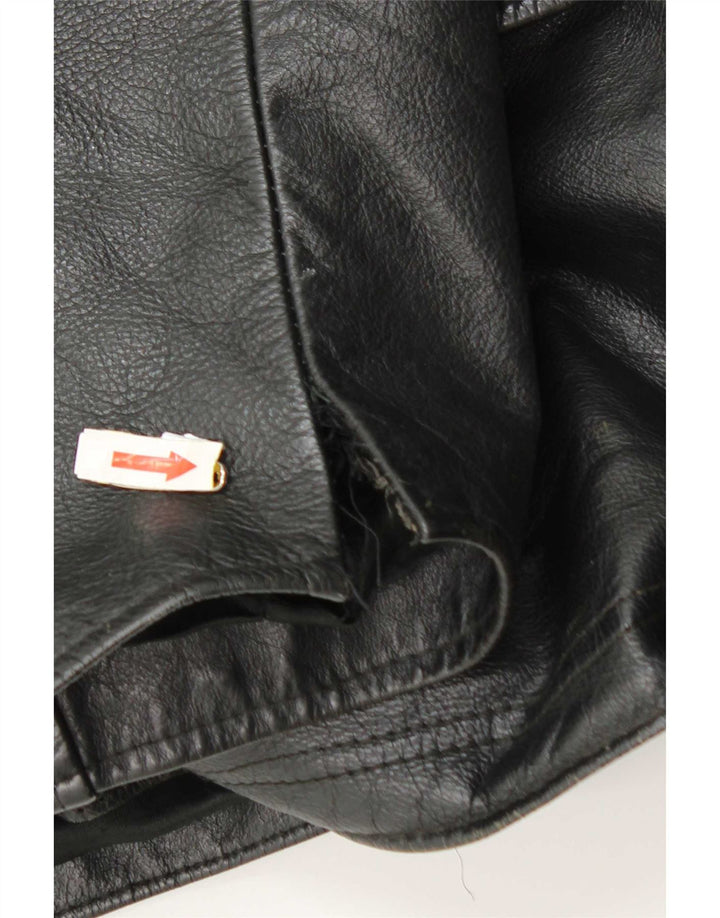 Chaqueta de cuero vintage para hombre Reino Unido 42 XL Negro