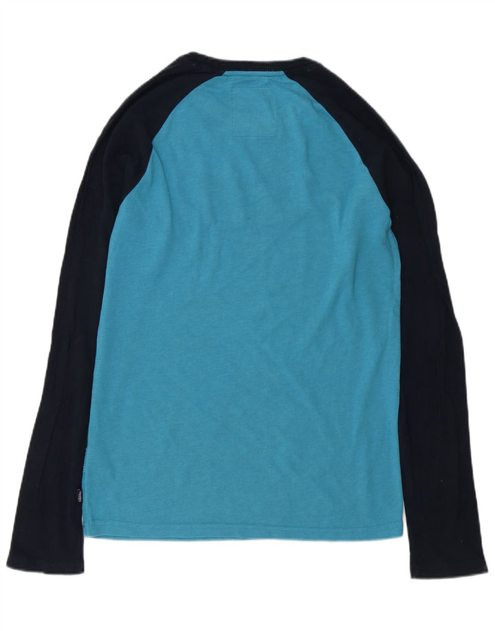 Superdry Hombre Top gráfico de manga larga de algodón color block en azul medio