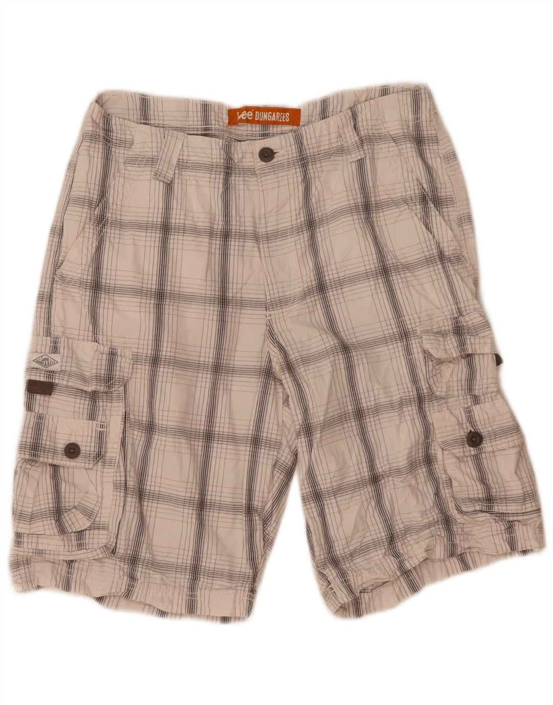 Lee Shorts Cargo Para Hombre W32 Algodón A Cuadros Blanco Mediano