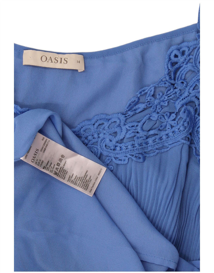 Oasis Vestido con Hombros Descubiertos para Mujer UK 44 Poliéster Azul Medio