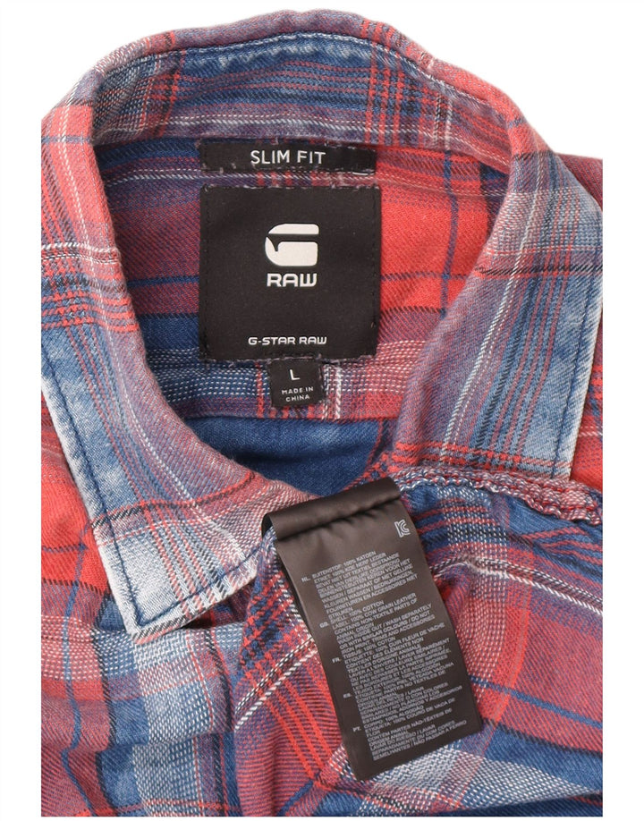 G-Star Hombre Camisa Slim Fit De Algodón A Cuadros Azul Grande