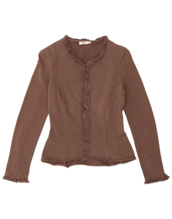 Max & Co. Chaqueta superior de chándal con gráfico para mujer UK 42 Algodón marrón medio