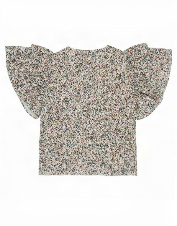 Zara Blusa De Ala De Murciélago para Mujer Top UK 44 Mediano Algodón Floral Multicolor