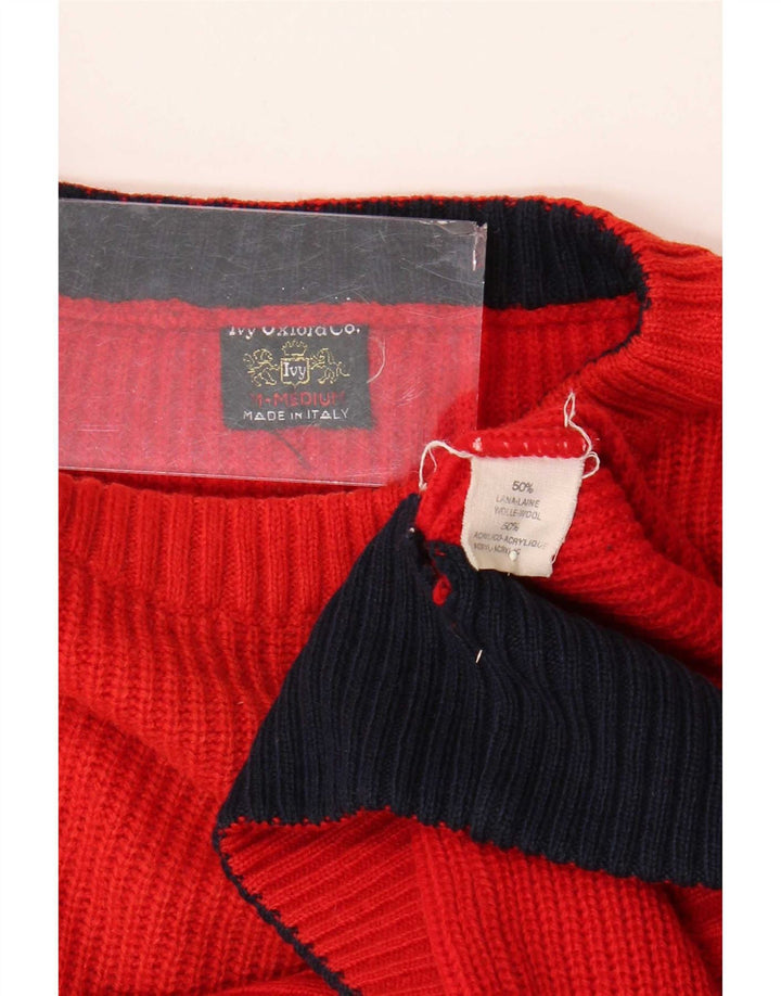 Ivy Oxford - Jersey de cuello redondo para hombre, lana roja mediana