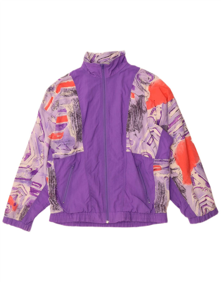 Poliamida geométrica púrpura pequeña de la chaqueta superior del chándal del ajuste flojo para hombre activo