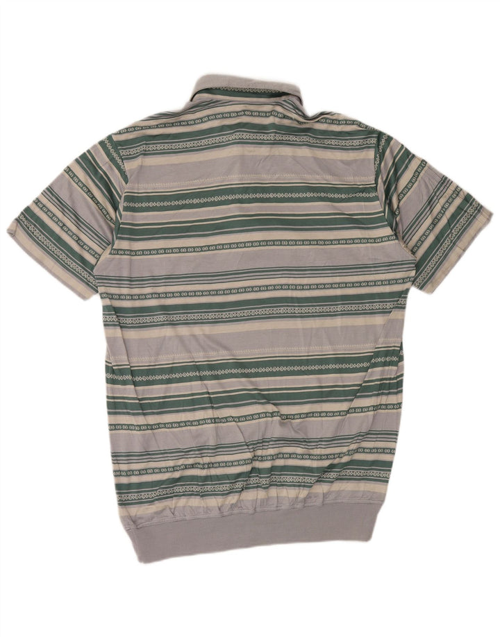 FraPor Polo para hombre de algodón a rayas gris grande