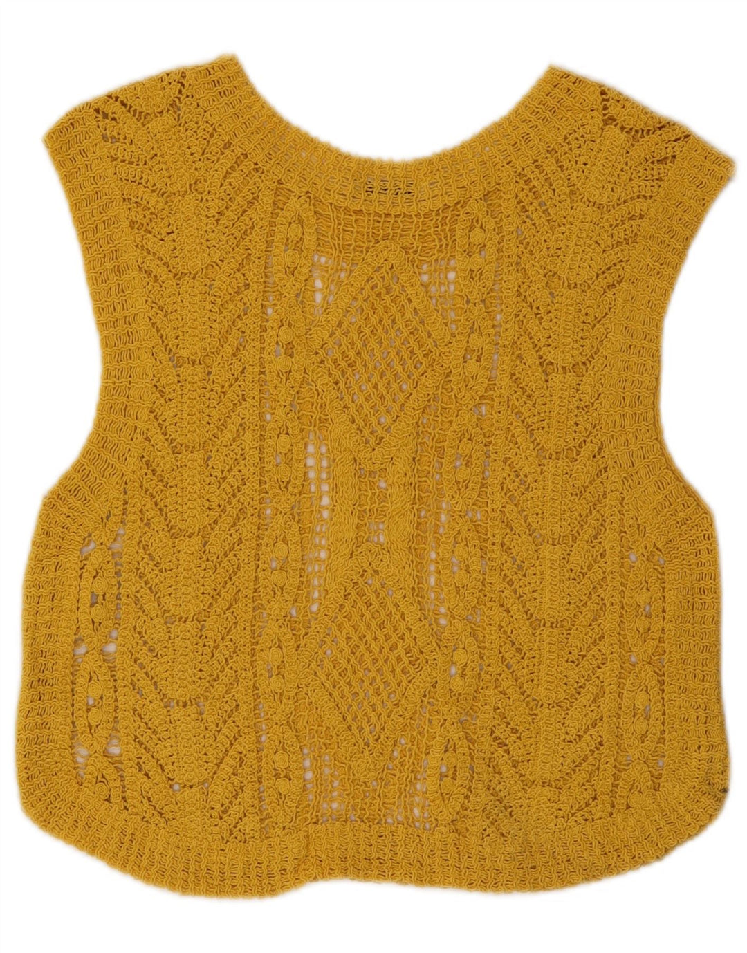 Zara Mujer Crop Crochet Chaleco Top Reino Unido 12 Medio Amarillo