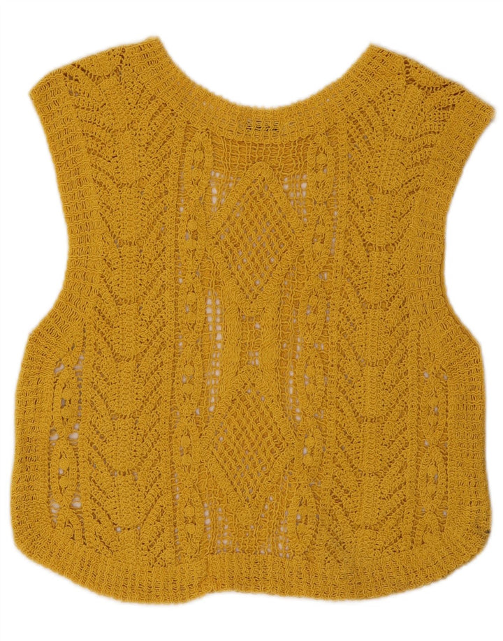 Zara Mujer Crop Crochet Chaleco Top Reino Unido 12 Medio Amarillo