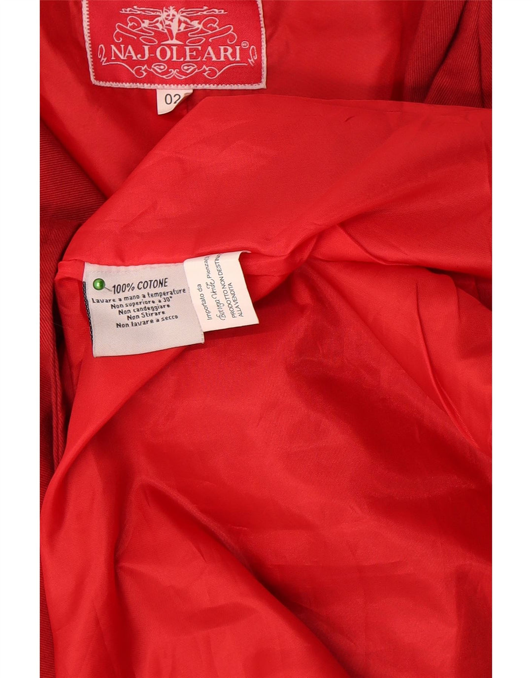 Naj Oleari Gabardina de gran tamaño para mujer US 2 XS Algodón rojo