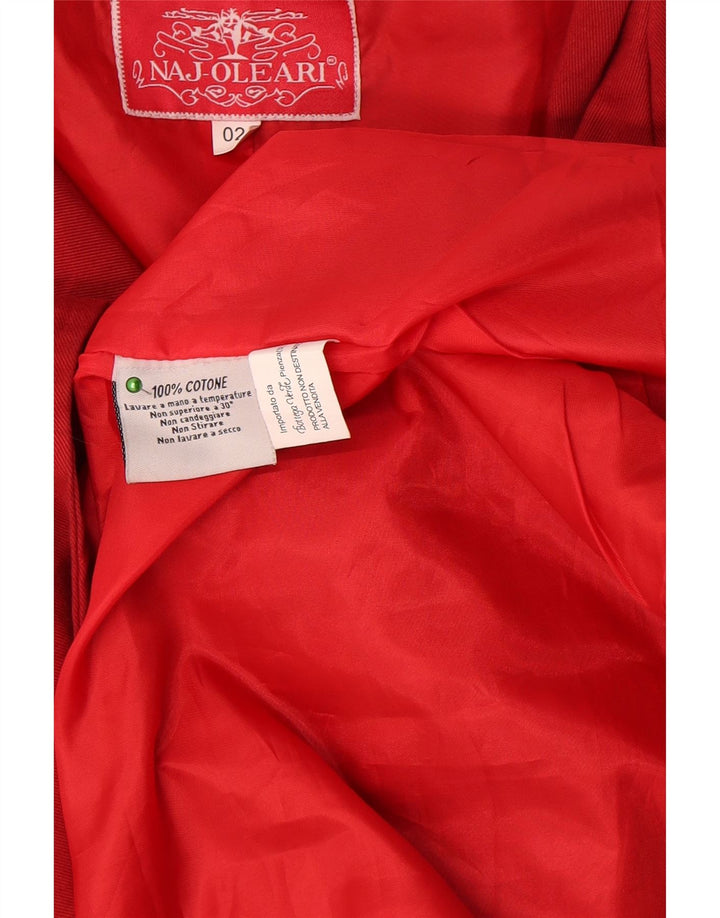 Naj Oleari Gabardina de gran tamaño para mujer US 2 XS Algodón rojo